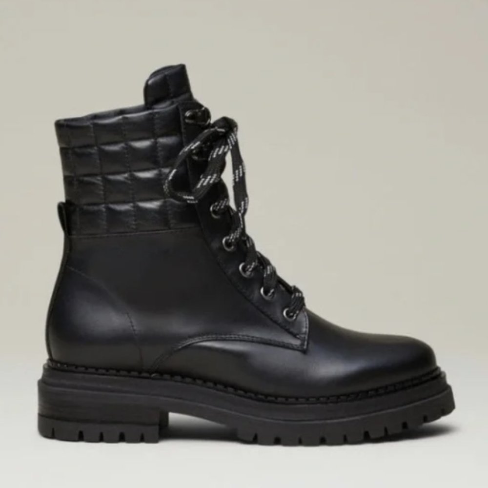 M. Gemi | The Gemma | Black Leather Lace Up Boot - size 40.5
